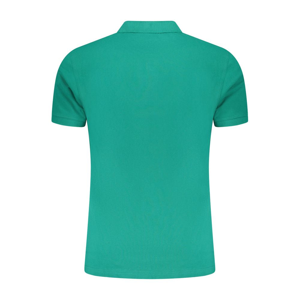 Cavalli Class Green Cotton Men Polo Shirt with short sleeves and iconic logo, showcasing elegant design and comfort.