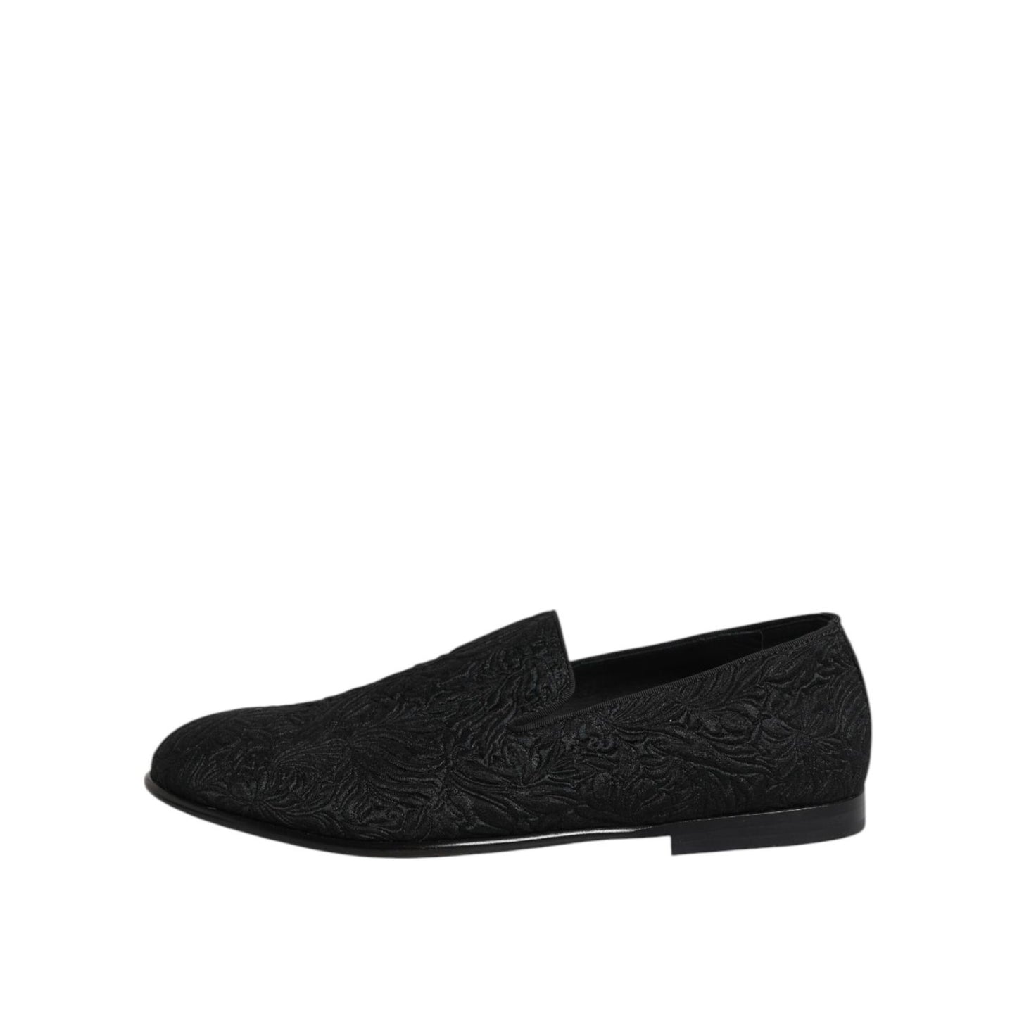Dolce & Gabbana Black Jacquard Slip On Loafers Formal Shoes