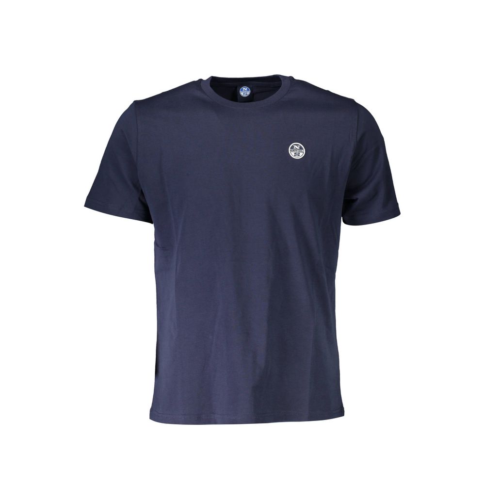 North Sails Blue Cotton Men T-Shirt with short sleeves and iconic logo, offering style and comfort for modern trendsetters.