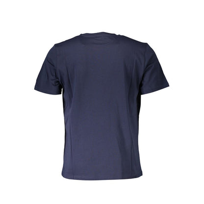 Back view of a North Sails Blue Cotton Men T-Shirt, showcasing short sleeves and a crew neck, ideal for casual and stylish wear.