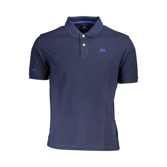 La Martina Blue Cotton Men Polo Shirt LA-37333-M