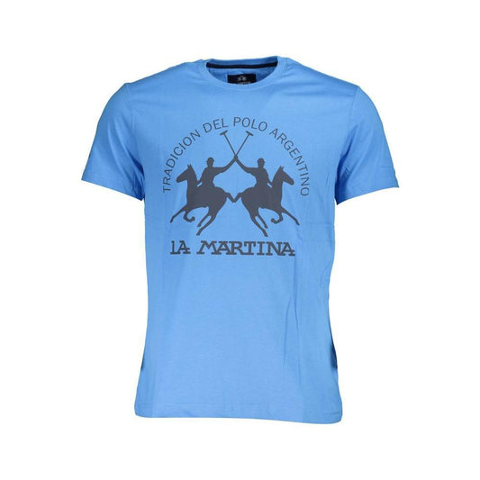 La Martina Blue Cotton Men T-Shirt LA-37728-M