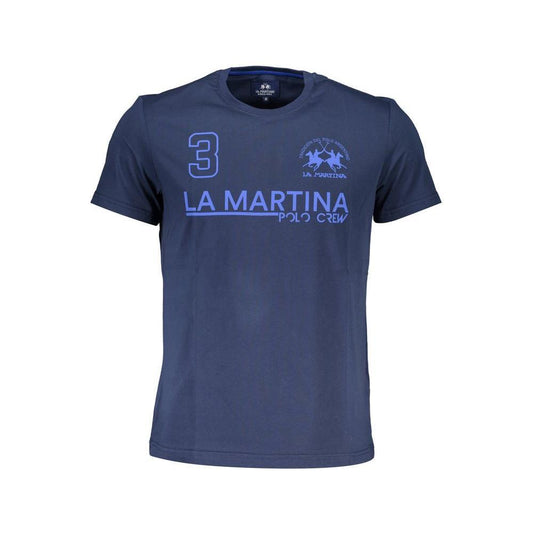 La Martina Blue Cotton Men T-Shirt LA-37941-M