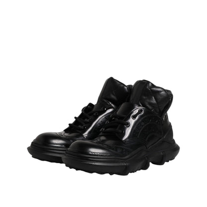 Dolce & Gabbana Black Leather Casual Mens Ankle Boots Shoes