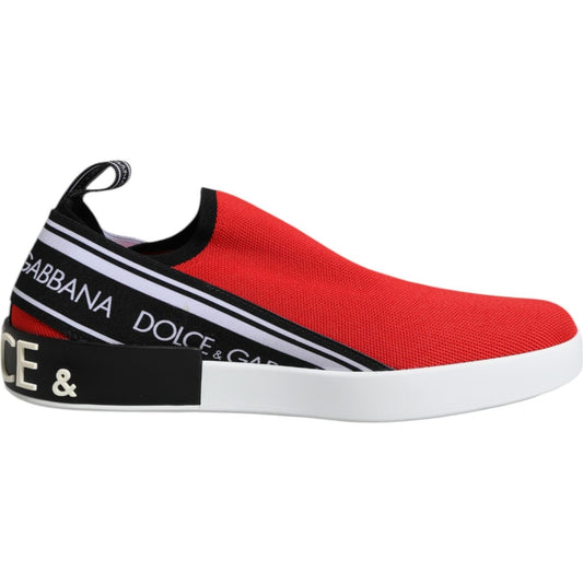 Dolce & Gabbana Red Logo Low Top Slip On Men Sneakers Shoes MV7290-40
