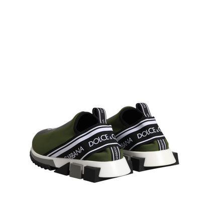 Dolce & Gabbana Green Black Slip On Sorrento Sneakers Shoes