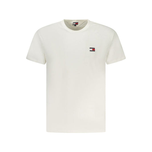 Tommy Hilfiger White Cotton Men T-Shirt with logo, short sleeve, crew neck.