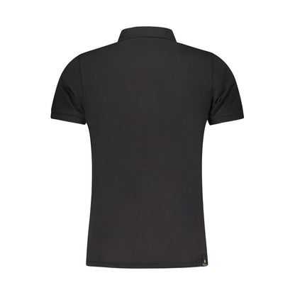 Back view of Accademia Militare Black Cotton Polo Shirt with short sleeves and logo.