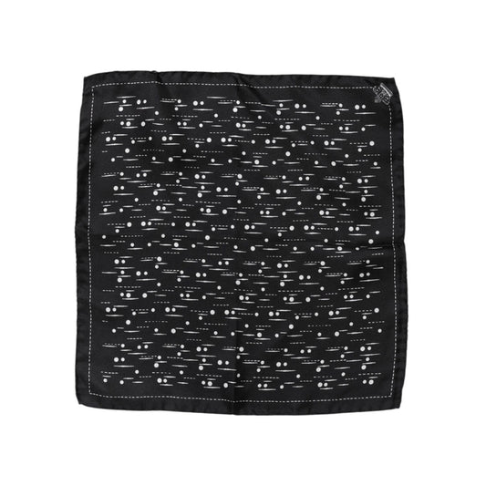 Dolce & Gabbana Black White Printed Square Men Foulard Scarf MS7225