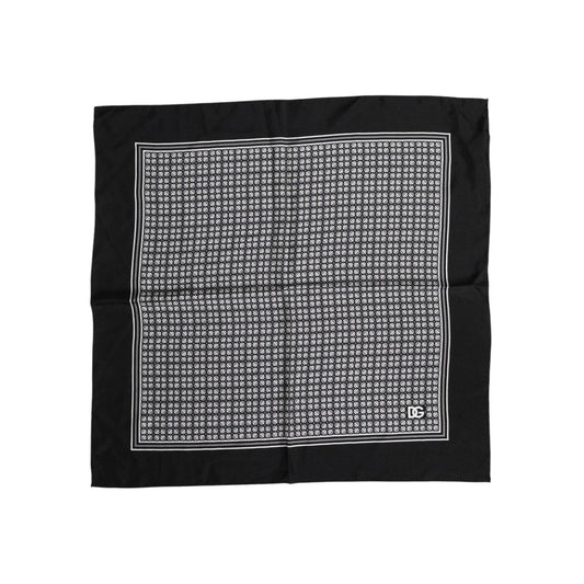 Dolce & Gabbana Black White Patterned Square Foulard Scarf MS7228