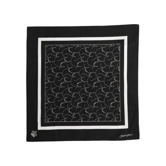 Dolce & Gabbana Black White Printed Square Foulard Scarf MS7236