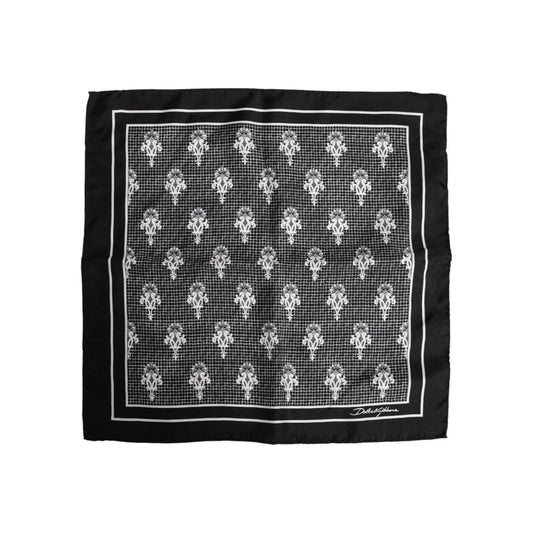 Dolce & Gabbana Black White Printed Square Foulard Scarf MS7241