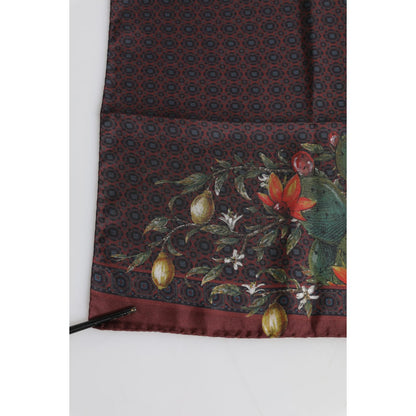 Dolce & Gabbana Brown Peacock Print Square Men Foulard Scarf