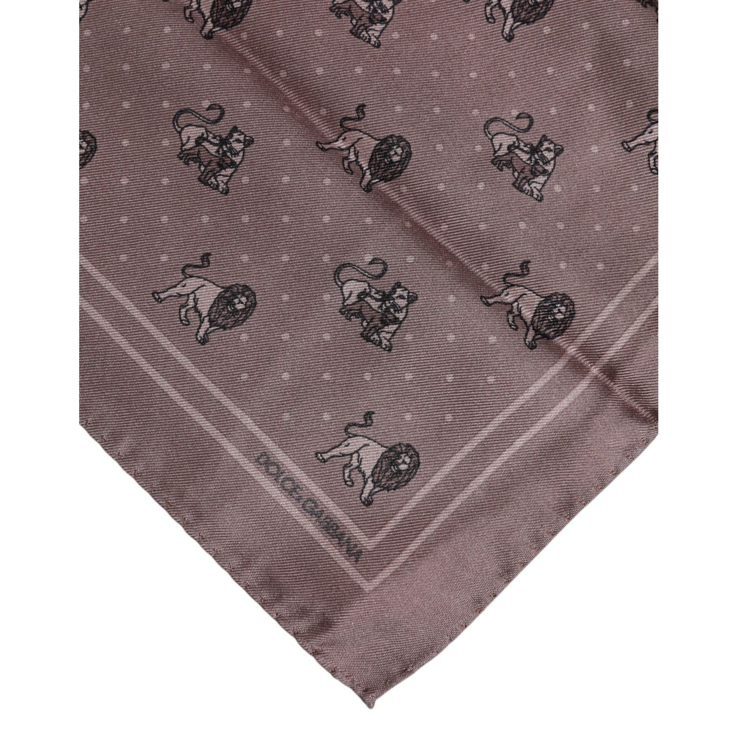 Dolce & Gabbana Brown Animal Print Square Foulard Scarf