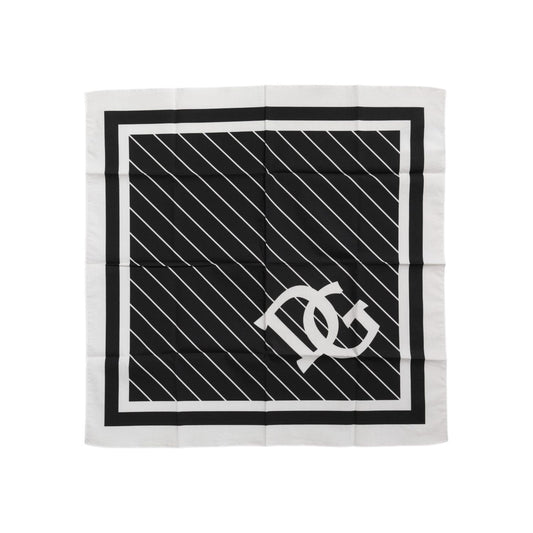 Dolce & Gabbana Black White DG Logo Square Men Foulard Scarf MS7267