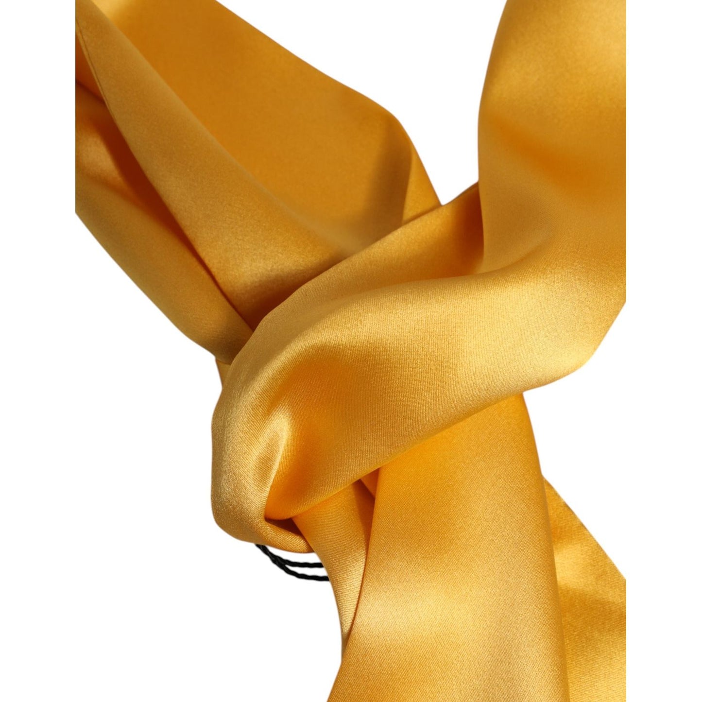 Dolce & Gabbana Yellow Satin Silk Skinny Foulard Wrap Scarf
