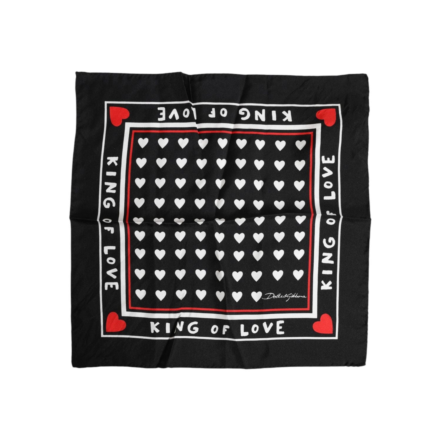 Dolce & Gabbana Black Printed Silk Square Men Foulard Scarf