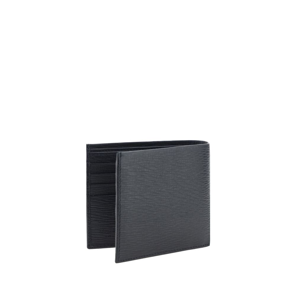 Ferragamo Black Calf Leather Bos Taurus Wallet