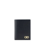 Ferragamo Wallet in calfskin leather with Gancini logo, billfold design, card slot, and coin pocket, Autumn Winter 2025 collection, made in Italy.