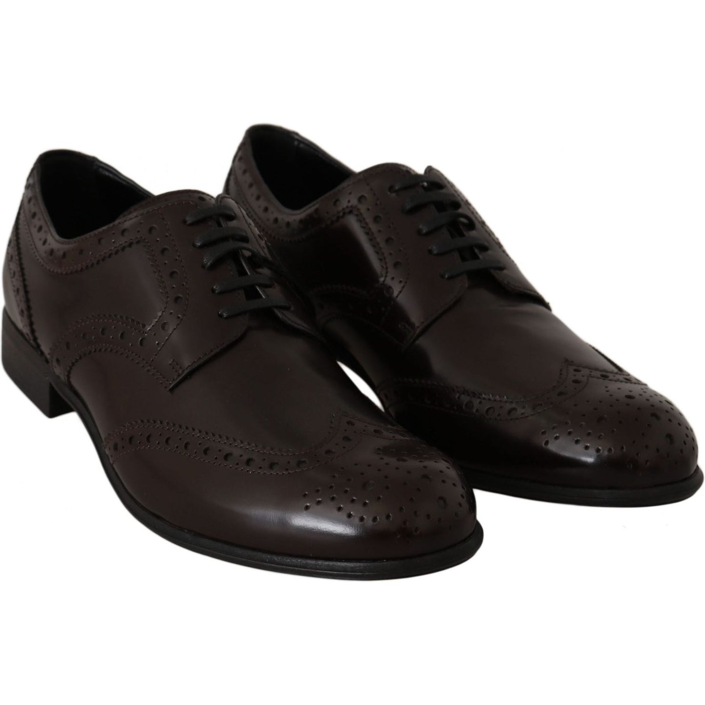 Dolce & Gabbana Brown Leather Broques Oxford Wingtip Shoes LA5979-35.5