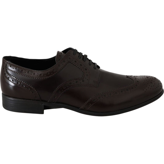 Dolce & Gabbana Brown Leather Broques Oxford Wingtip Shoes LA5979-35.5