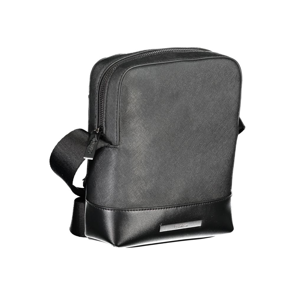 Calvin Klein Black Polyester Shoulder Bag with adjustable strap, 1 external and internal pocket, and zip closure