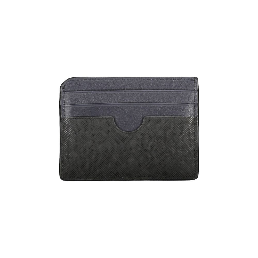 Tommy Hilfiger Black Leather Wallet with contrast details and logo, card holder design.