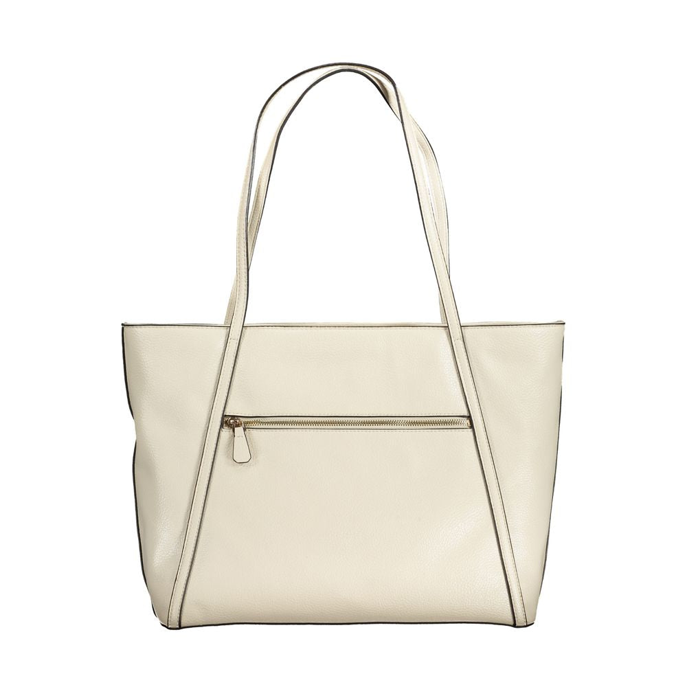 Alt Tag: Guess Jeans Beige Polyethylene Handbag with shoulder handles and zip closure
