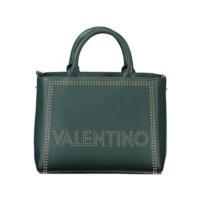Mario Valentino Green Polyethylene Handbag with zipper closure, two handles, removable strap, internal pocket, and logo design.