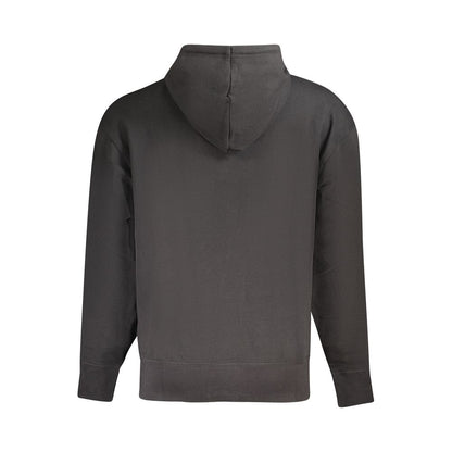 Hugo Boss Black Cotton Men Sweater showcasing back with hood, perfect for casual luxury and style.