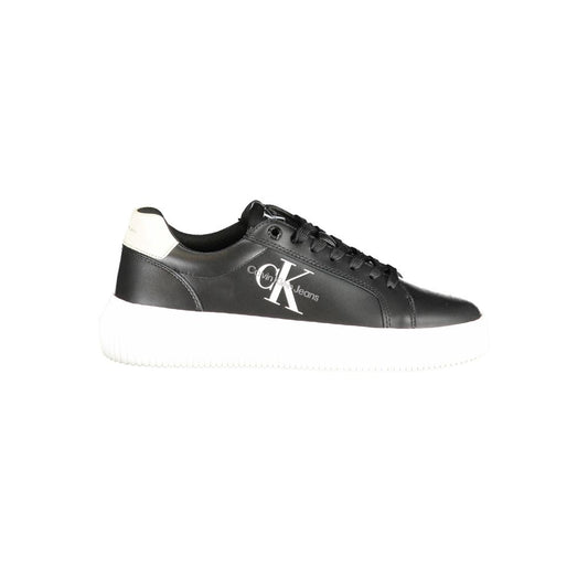 Calvin Klein Black Polyester Sneaker with laces, contrast details, logo print, made from recycled thermoplastic rubber.