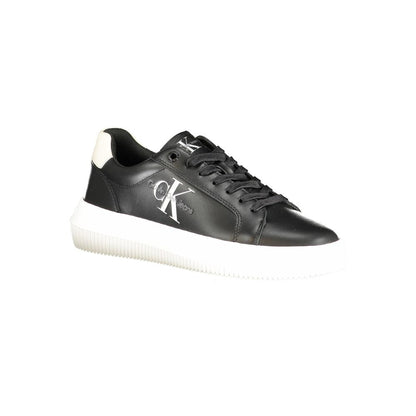 Calvin Klein Black Polyester Sneaker with contrast details and logo, featuring sports laces and recycled thermoplastic rubber sole.