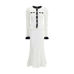 Self-Portrait Pointelle Knit Long Dress SE-PF25092MWWHITE-M