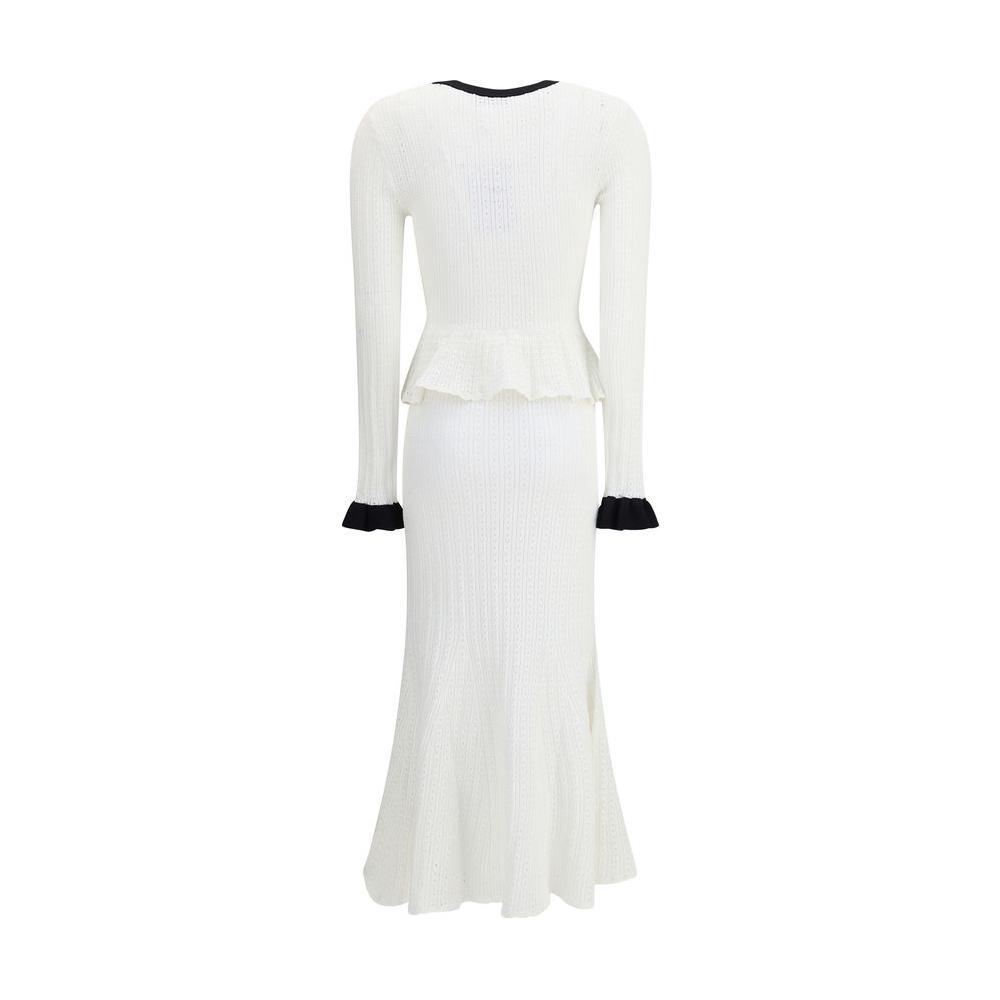 Self-Portrait Pointelle Knit Long Dress SE-PF25092MWWHITE-M