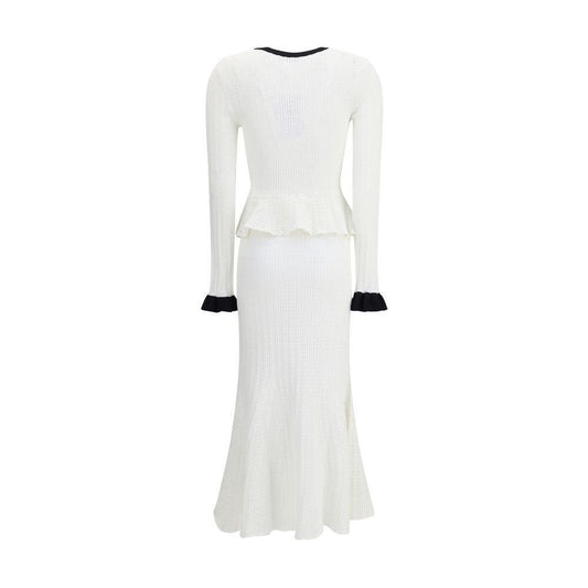 Self-Portrait Pointelle Knit Long Dress SE-PF25092MWWHITE-M