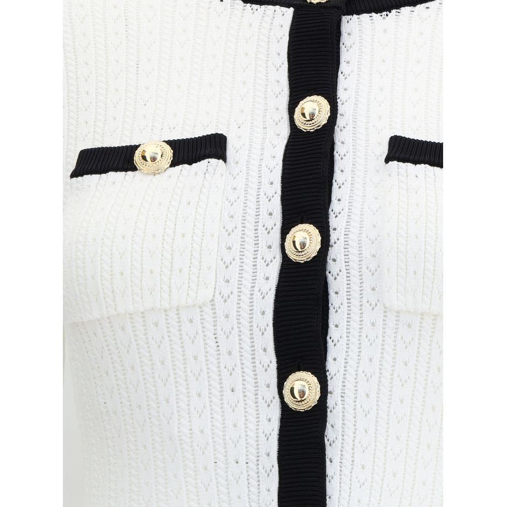 Self-Portrait Pointelle Knit Long Dress SE-PF25092MWWHITE-M