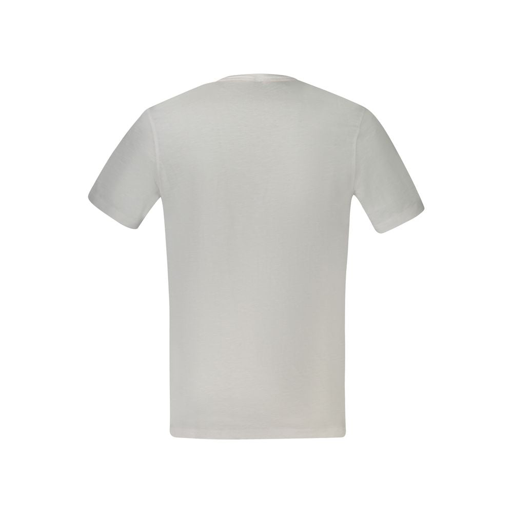 Hugo Boss White Cotton T-Shirt, short sleeve, crew neck with print and logo, back view