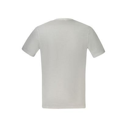 Hugo Boss White Cotton T-Shirt, short sleeve, crew neck with print and logo, back view