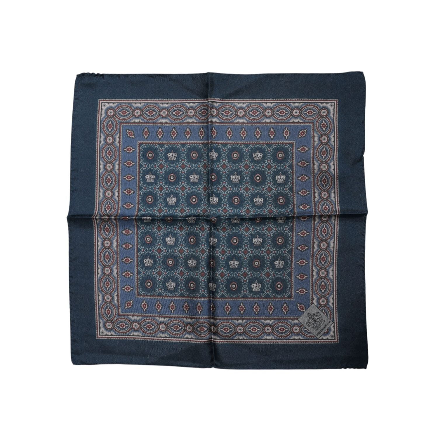 Dolce & Gabbana Blue Printed Silk Square Men Foulard Scarf