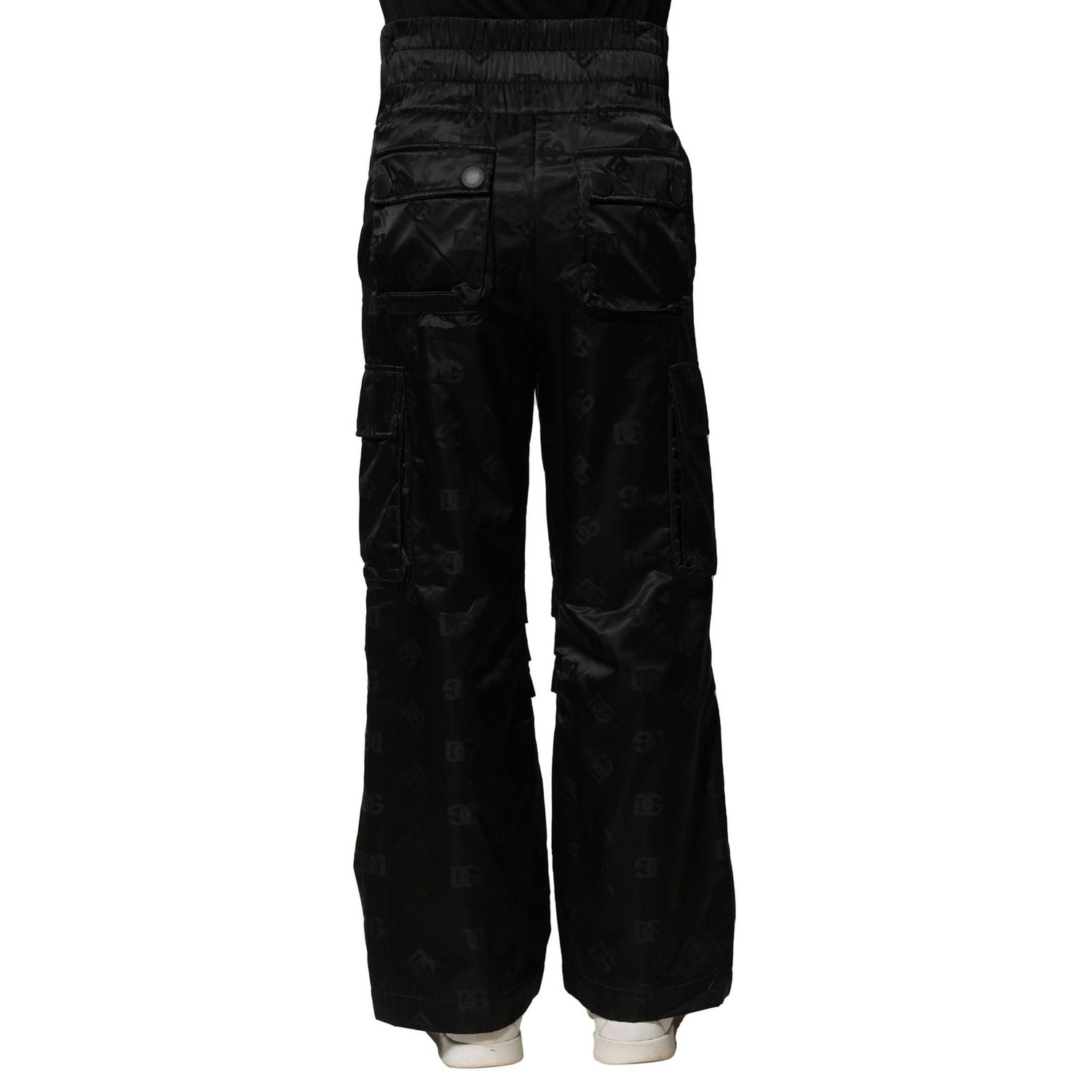 Dolce & Gabbana Black Nylon DG Logo Straight Pants