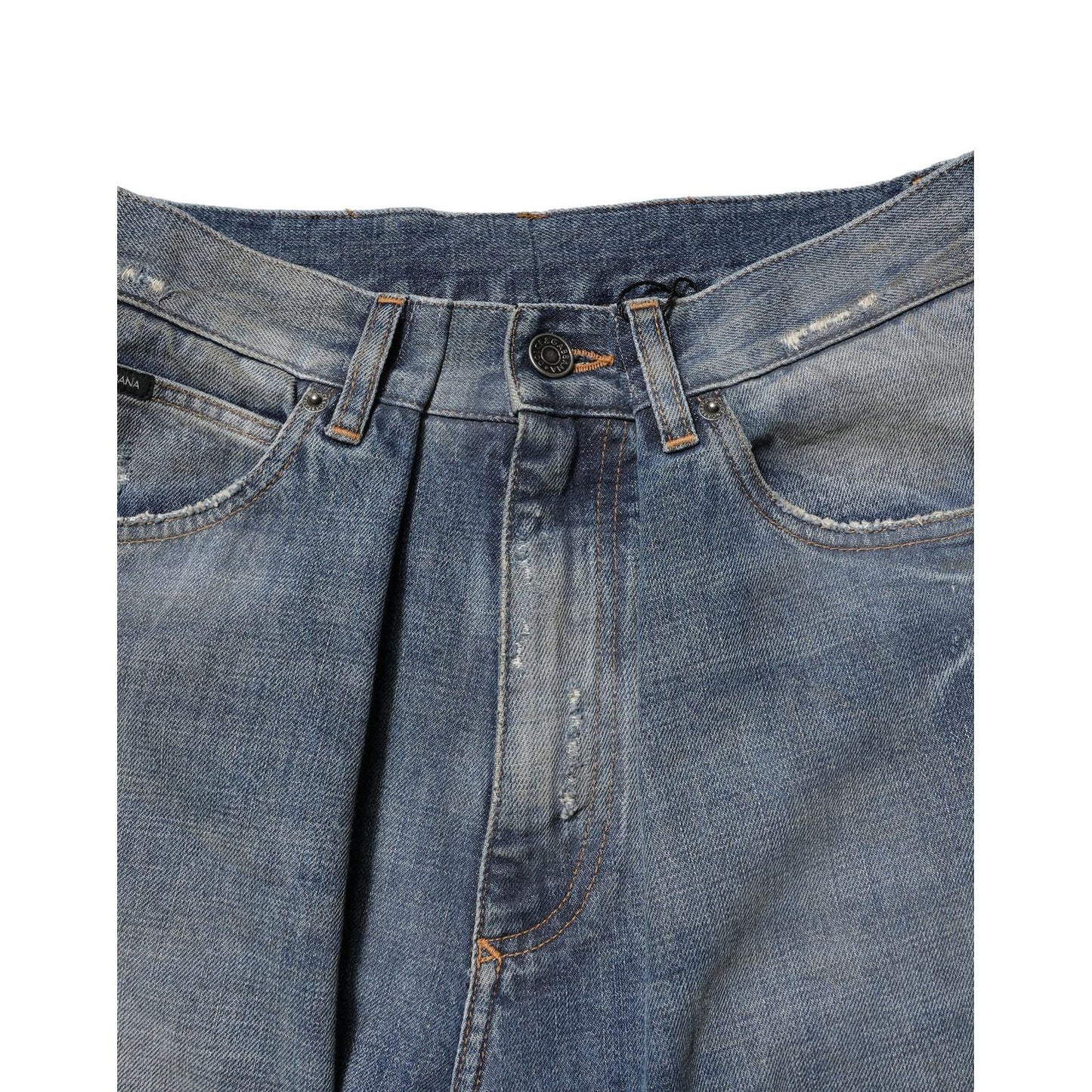 Dolce & Gabbana Blue Cotton Tattered Men Denim Jeans