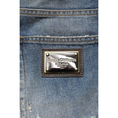 Dolce & Gabbana Blue Cotton Tattered Men Denim Jeans