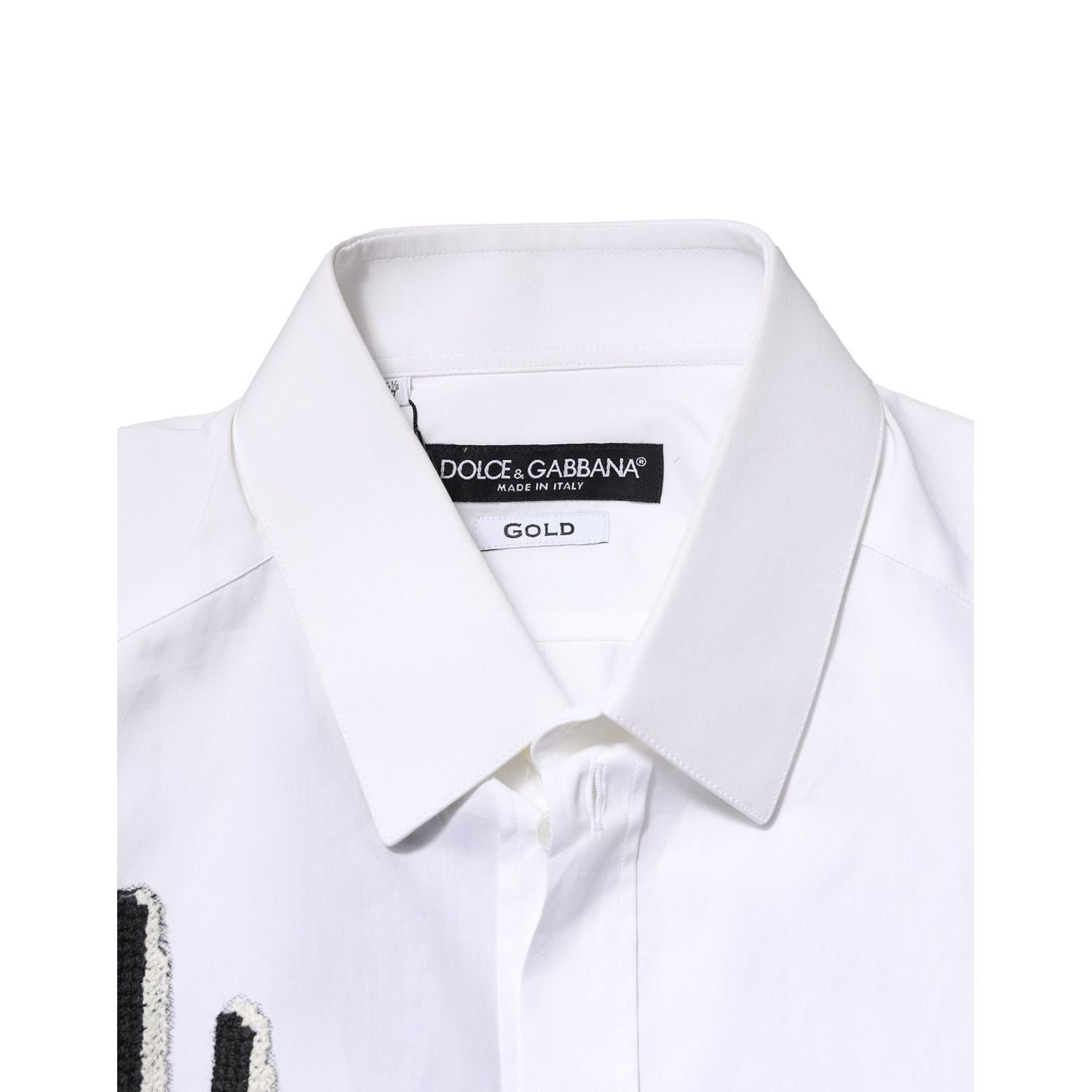 Dolce & Gabbana White GOLD Embroidery Detailed Dress Shirt