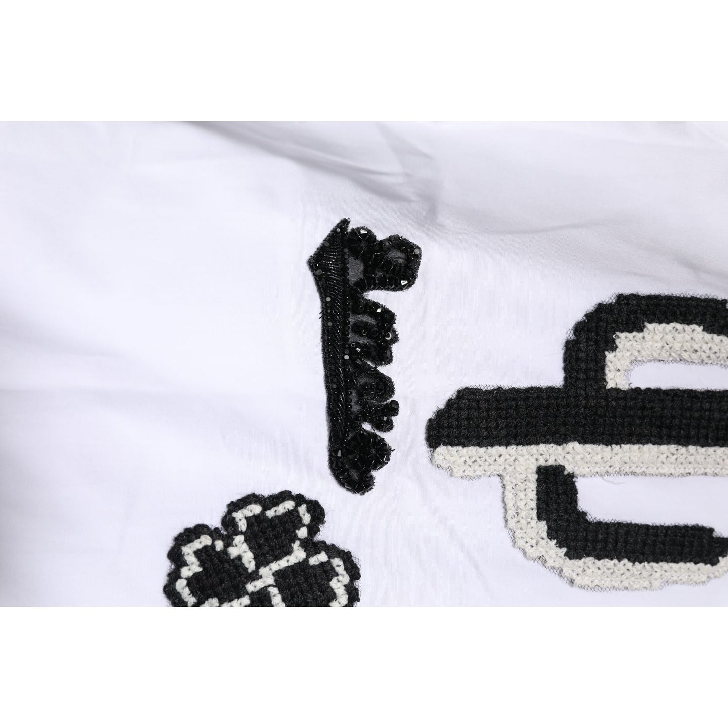 Dolce & Gabbana White GOLD Embroidery Detailed Dress Shirt