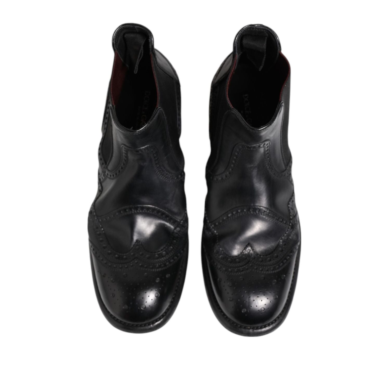Dolce & Gabbana Black Leather Ankle Boots Slip On Shoes