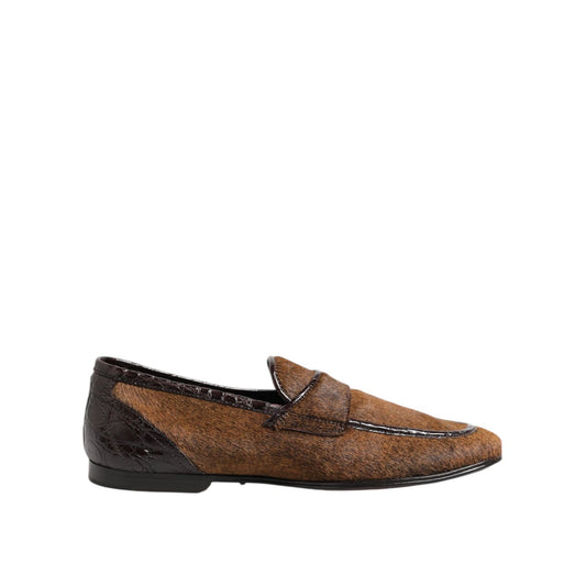 Dolce & Gabbana Brown Loafers Leather Slip On Men Dress Shoes