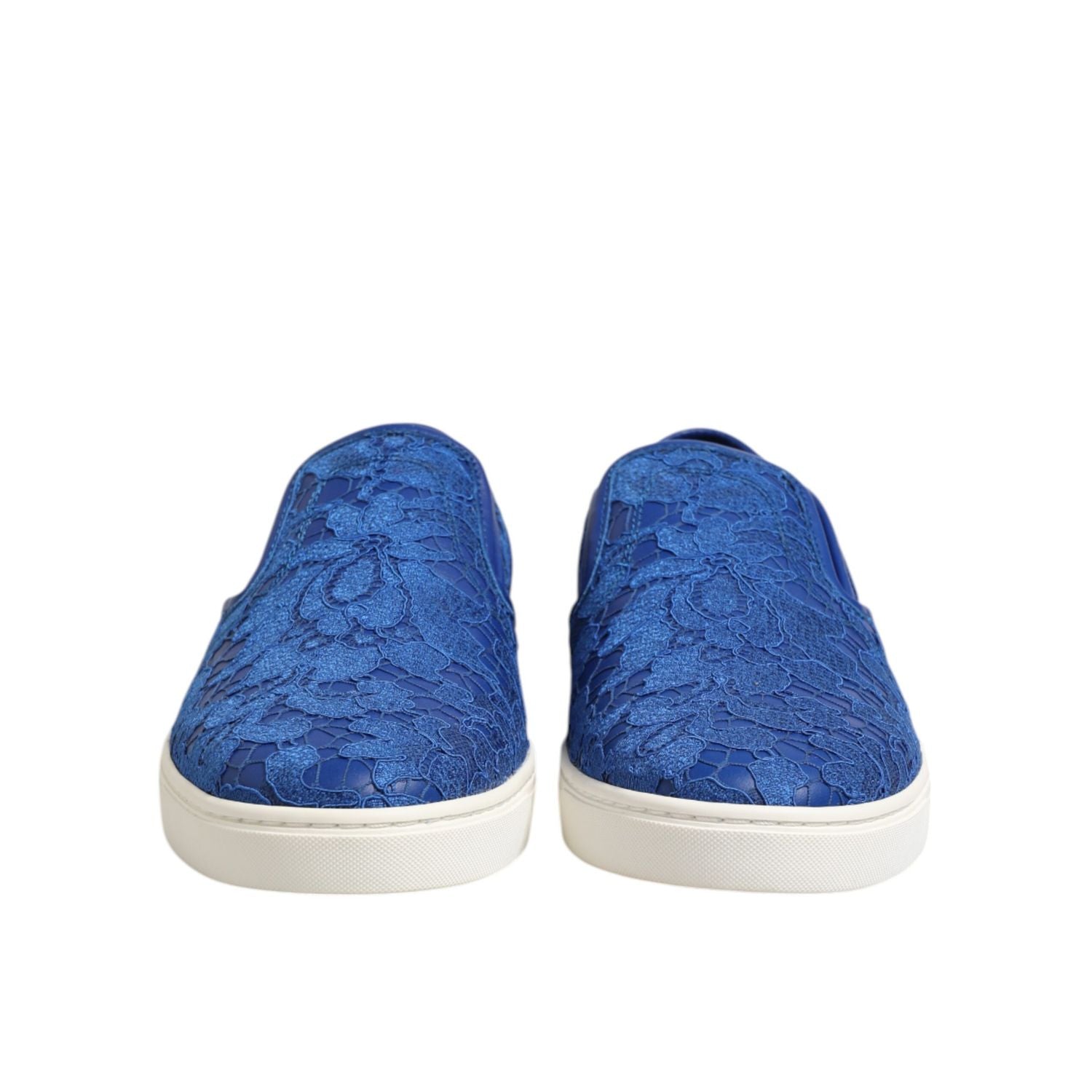 Dolce & Gabbana Blue Leather Lace Slip On Sneaker Shoes