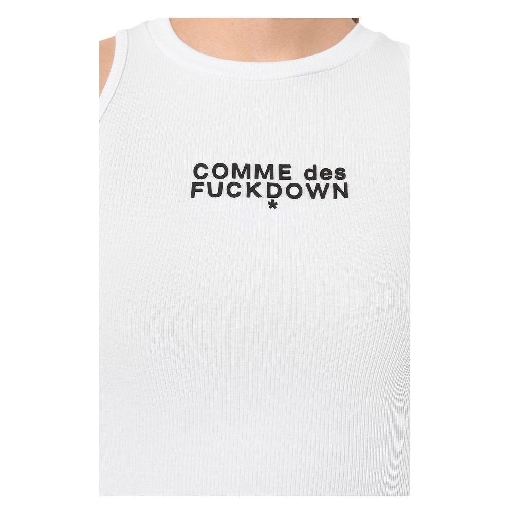 Comme Des Fuckdown White Cotton Tops & T-Shirt CO-15683-XS