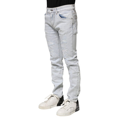 Dolce & Gabbana Light Blue Tattered Skinny Denim Jeans