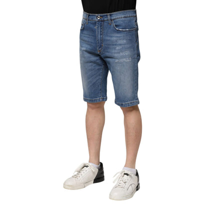 Dolce & Gabbana Blue Cotton Stretch Men Denim Bermuda Shorts